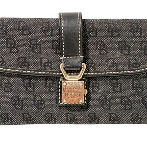 Dooney and Bourke Wallet Clasp Closure Canvas Silver Multi Card thumbnail 1