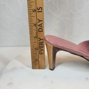 Cole Haan Womens Leather Slip On Heels 7B Tan Mauve Cross Straps Open Toe thumbnail 2