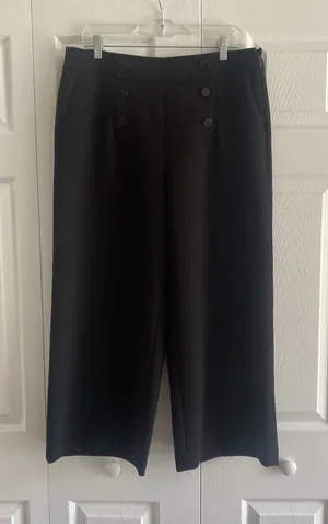 Karl‎ Lagerfeld Black Wide Leg Sailor Pants Size 12 Career thumbnail 1