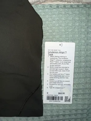 NWT Lululemon Align Tank Dark Olive‎ size 0 thumbnail 2