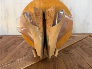 Anne Klein iFlex Women’s Size 8.5 M Beige Slingback Wedge Sandals Bow Peep Toe thumbnail 5