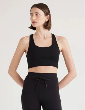 NWT QUINCE Black Ultra-Form Scoop-Neck Longline Bra Size S and M thumbnail 1