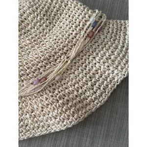 Golden Grove Trading Company Woven Sun Hat with Beading Detail Size S/M thumbnail 5