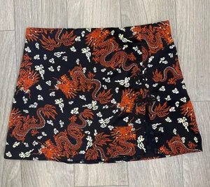 Zara Tattoo Core Y2K Dragon Mini Skirt Black Red Street Style Size L thumbnail 1