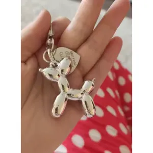NEW‎ Pink Balloon Dog Keychain Heart Charm Keyring Cute Y2K thumbnail 4