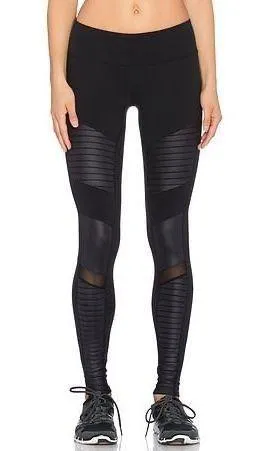 Alo Mid Waisted Moto Leggings Black Size XS. Heavy wear condition thumbnail 1