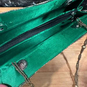 Evening Bag Beaded Sequin Clutch India Purse Green Gold Prom Formal thumbnail 10