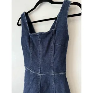 Tiger Mist Blue Denim Square Neck Sleeveless Sheath Mini Dress Size XS thumbnail 5