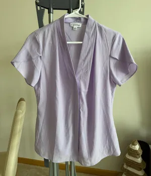 Calvin Klein Women’s Short Sleeve Blouse Purple thumbnail 1