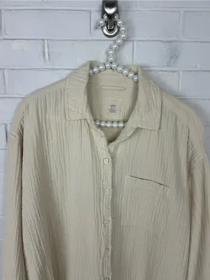Aerie Pool To Party Gauze Cotton Button Down Coverup Shirt Size XS thumbnail 5