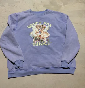 White fox boutique angel Vintage-Style Lavender Graphic Crewneck Sweatshirt s/m thumbnail 1