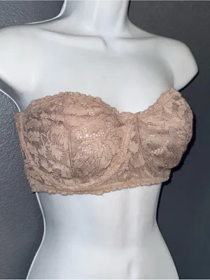 Intimately Free People FP Women's Strapless Lace Beige Brown Bralette 36DD thumbnail 1