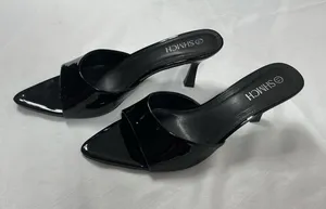 Womans Excellent Shmch Slip On Stiletto Mules Size 11 Black Open Pointed Toe thumbnail 1