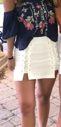 Dance & Marvel White Lace Up Skirt thumbnail 3