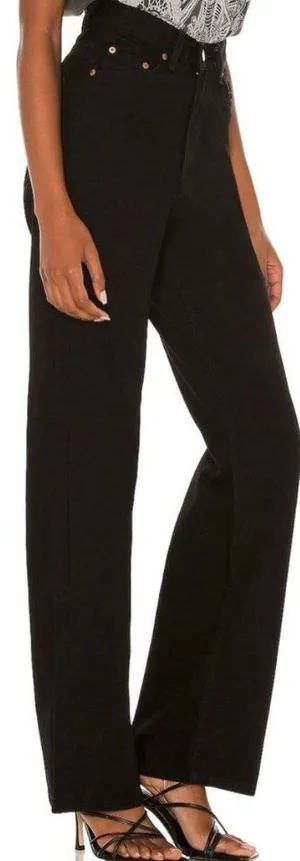 Dr Denim Black High Wide Leg Jeans thumbnail 1