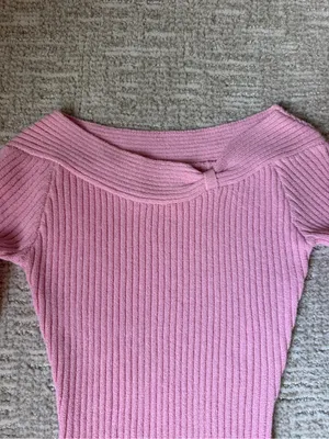 Princess Polly Ribbed Bardot Mini Dress - Pink thumbnail 3