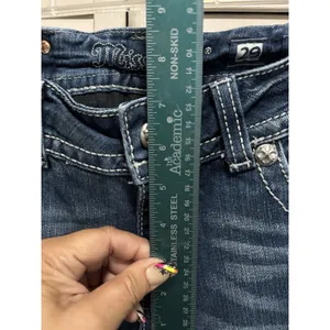 Miss Me Bootcut Jeans Zip Low Rise Embroidery/Gems Logo‎ Size 29 Boho/Western thumbnail 3