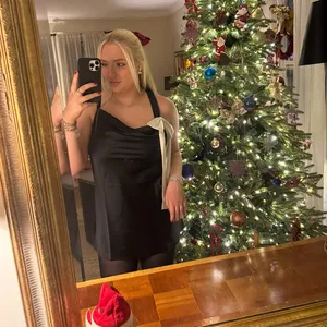 Forever 21 black satin dress with a white bow accent thumbnail 2