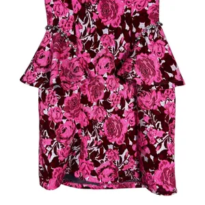 Zara Peplum Strapless Floral Jacquard Mini Dress Pink Rhinestone Party Size L thumbnail 3