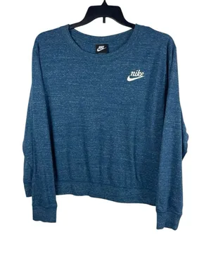 Nike Women’s 2X Blue Lightweight Pullover Sweatshirt Swoosh Logo Athleisure thumbnail 1