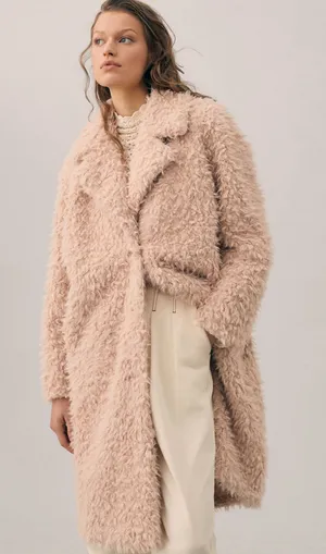 Link Pink Anthropologie Fur Duster Coat thumbnail 2