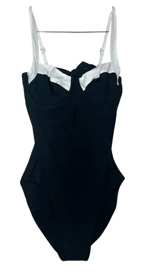 NWT Quince Italian Underwire One-Piece Swimsuit black white women's small basic thumbnail 1