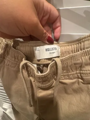 Hollister Straight Pants Size S Tan Drawstring Khaki thumbnail 4