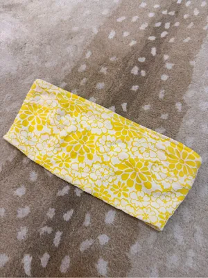 Aerie Yellow Floral Bandeau Bikini Top Size M Strapless Retro Swim thumbnail 3