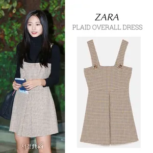 Zara plaid dress pinnafore size M gingham plaid mini dress thumbnail 2