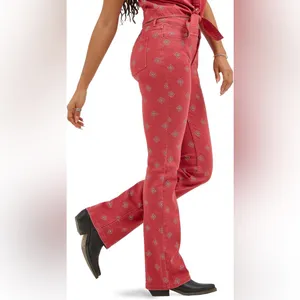 Wrangler High-Rise Bootcut Jeans, available in a red paisley‎ pattern. 2/26x30 thumbnail 3