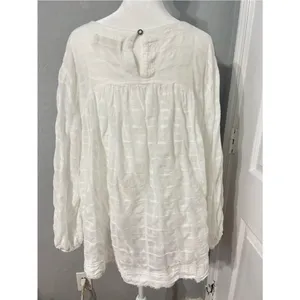 We The Free  Women White Textured Buttonless Tunic Size extra Small OVERSIZE. thumbnail 8