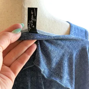 Blue off the shoulder top with ruffle detail. Size: S thumbnail 7