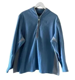 Lands’ End ¼ ZIP Fleece Blue Gray Long Sleeves Soft Cozy Unisex Jacket 3X #1308 thumbnail 1