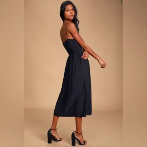 Lulu's Full Heart Black Smocked Midi Dress Size XL thumbnail 3