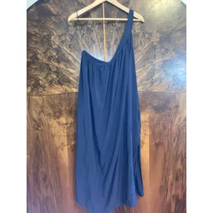 OLD NAVY One Shoulder Midi Shift Dress Volcanic Blue Size Large L POCKETS thumbnail 2