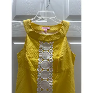 Lilly Pulitzer Jacqueline Shift Dress Sunglow‎ Yellow Lace Trim Honeycomb 00 thumbnail 5