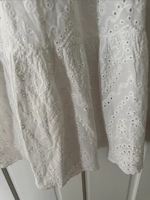 Made in Italy White Eyelet Ruffle Strap Bustier Cinched Line Dress 100% Cotton thumbnail 5