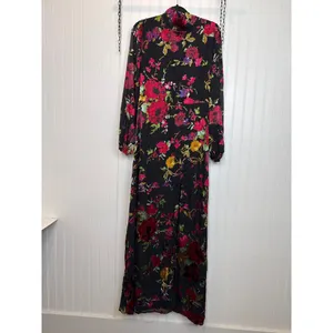 NWOT Lulus Graceful Arrival Black Floral Burnout Backless Maxi Dress Wedding M thumbnail 3