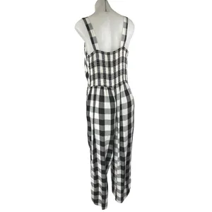 Ann Taylor LOFT Black White Gingham Check Sleeveless Cropped Jumpsuit Size M thumbnail 2
