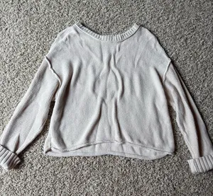 American Eagle Outfitters Cream Scoopneck Knit Sweater thumbnail 1