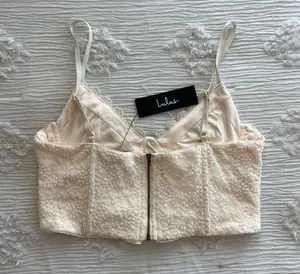 Cream Embroidered Lace Cropped Cami Tank Top Lulus thumbnail 4