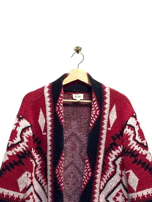 Bibi Southwestern Chunky Duster Cardigan Red Size XL Western Boho Rodeo Preppy thumbnail 6