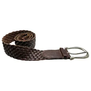 Michael Kors 553633 Braided Large Buckle Brown Leather Belt Women's Size Medium thumbnail 1