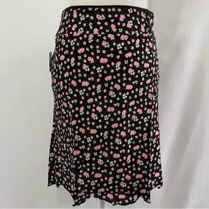 Free People New ​IRL Floral Print Slip Skirt Black Pink Combo Size 8 thumbnail 7