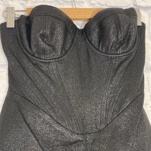House of CB Eevi black sparkle strapless bustier mini dress XS thumbnail 4