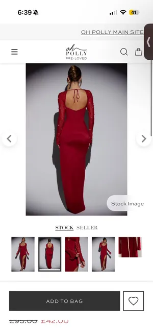 Oh Polly Embellished Side Split Maxi Dress in Red thumbnail 3