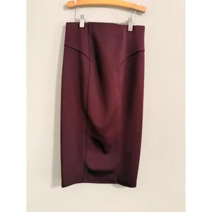 Zara Collection Pencil Skirt Womens Small Burgundy‎ High Waisted Midi Stretch thumbnail 2