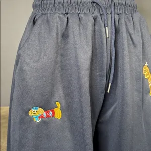 Unisex Blue Embroidered Puppy Baggy Sweatpants Y2K Wide Leg Pant Lantern Trouser thumbnail 2
