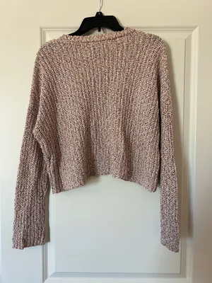 Pink bell sleeve cropped sweater thumbnail 2