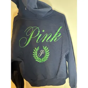 Victoria's Secret Blue Graphic Print Full Zip Hooded Jacket Oversized XS thumbnail 5